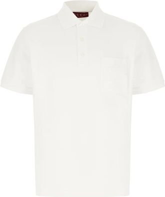 Gucci Piqu&eacute; polo shirt van katoen met borduursel - Heren - Polos - Wit - L - Katoen - Tops