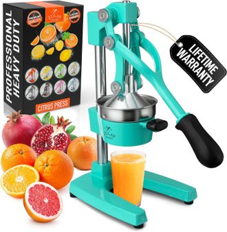 Zulay Kitchen Cast Iron Citrus Juicer Manual Orange Press with Detachable Strainer