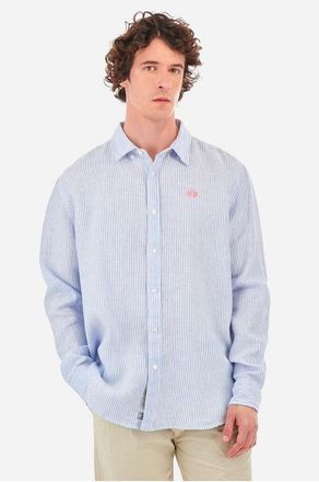 La Martina Blue and Striped Embroidered Cotton Shirt