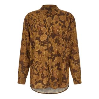 Magliano Casual Shirts, male, Brown, Size: S Lightweight Viscose Dried Flower Shirt