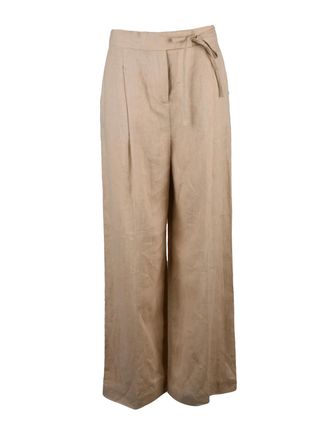 Eleventy High Waist Linen Trousers - Beige