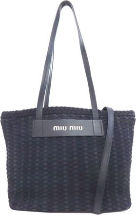 Miu Miu Blue Canvas Tote Bag (Pre-Owned)