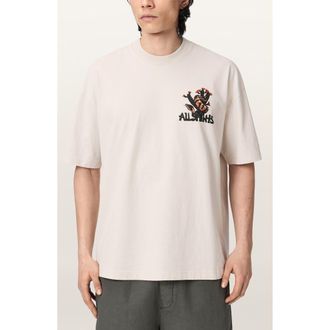 AllSaints Solmar Graphic Cotton T-Shirt in Dusk White at Nordstrom, Size Xx-Large