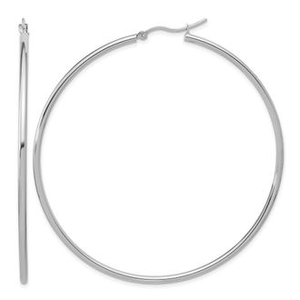 Diamond2Deal 14k Gold 2x65mm Round Hoop Earrings