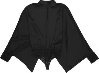 Tom Ford Womens Wide Sleeve Silk Bodysuit In Black
