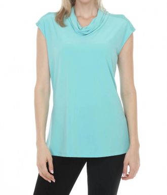 Joseph Ribkoff Cowl Neck Cap Sleeves Tunic Top In Seafoam