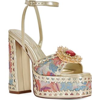 Azalea Wang Wenda Platform Ankle Strap Sandal in Pink Multi at Nordstrom, Size 7.5