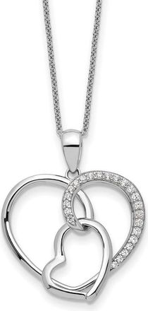 Diamond2Deal Sterling Silver Cubic Zirconia Together In Love Necklace
