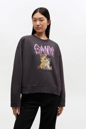 Ganni Mixed Grey Isoli Jersey Sweatshirt - Size XXS Organic Cotton