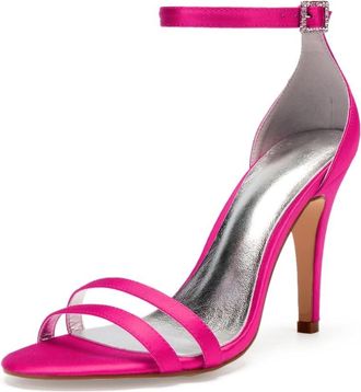Generic Wedding Bridal Shoes Womens High Heeled Sandals Open Toe Bridal Stiletto Heels for Wedding Party Chic and Sexy 10.5Cm,Rose red,9 UK