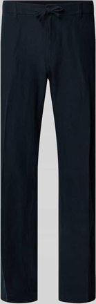 Selected Straight Leg Leinenhose mit Tunnelzug Modell LEROY in Dunkelblau, Gr&ouml;&szlig;e XXL