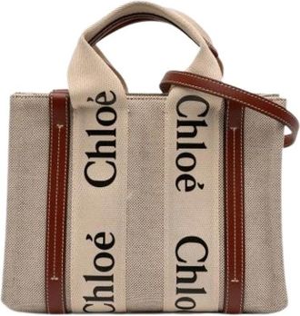 Chlo&eacute; Pre-owned Tote Bags, female, Beige, Size: ONE SIZE Pre-owned Canvas Tote Bag