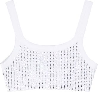 The Attico rhinestoned cotton crop top - women - Cotton - 42 - White