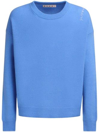 Marni logo-embroidered jumper - men - Cashmere - 54 - Blue