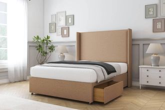 Sloomy Devonshire Dumfries Divan Set 2 Drawers-54 Wingback in Light Brown | Size: Double