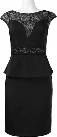 Sue Wong Beaded & Sequin Peplum Dress In Black