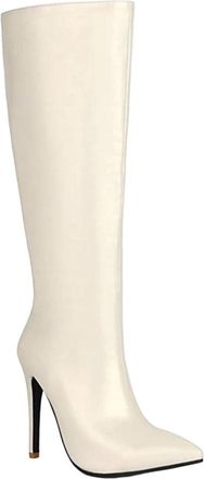 Generic Women Knee High Stretch Boots Pointed Toe Side Zip Thin Heel Winter Outdoor Casual Long Boot