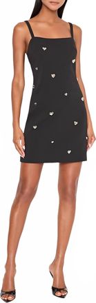 Milly Colette Heart Applique Mini Dress In Black