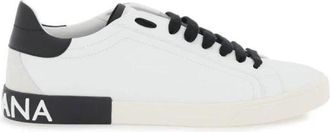 Dolce & Gabbana Leren Lage Sneakers met Logo Detail - Heren - Sneakers - Wit - 41 EU - Leer - Schoenen