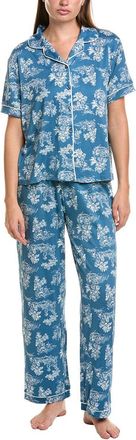 Flora Nikrooz Flora By Flora Nikrooz 2Pc Printed Knit Notch Collar Pajama Set