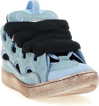 Lanvin Mens Blue Cotton Athletic Sneakers