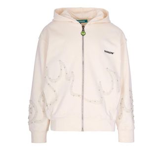 Barrow Sweatshirt met rits en applicaties - Heren - Vesten met rits - Beige - L - Katoen - Hoodies & sweatvesten