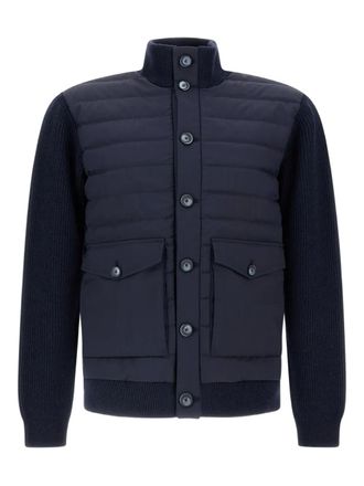 Herno high-neck quilted jacket - men - Polyester/Polyester/Wool/Virgin Wool/Down/Feather - 46 - Blue