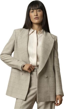 Kocca Jassen, Dames, Grijs, XS, Geruite blazer stijl jasje