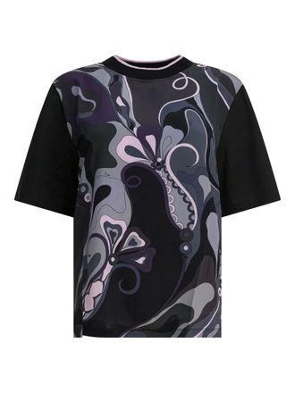 Pucci printed short-sleeve T-shirt - women - Fabric - S - Black