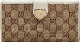 Gucci Beige White Canvas Leather Coin Purse/Coin Case (Pre-Owned)