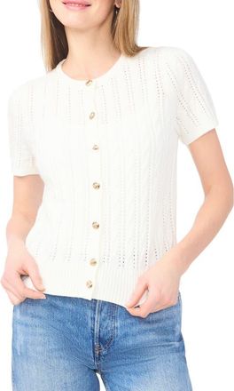 Ted Baker Short Sleeve Pointelle Knit Sweater in New Ivory at Nordstrom Rack, Size X-Small