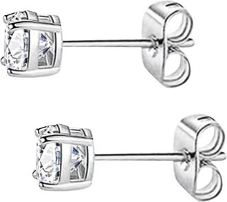 Generic Silver Earrings For Women Hoops Round Cut Solitaire Style Cubic Zirconia Earring Stud For Men And Women Small Studs (A, B)