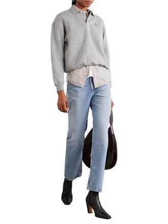 Ralph Lauren Long-Sleeve Cotton Piqu&eacute; Polo Shirt - Gray