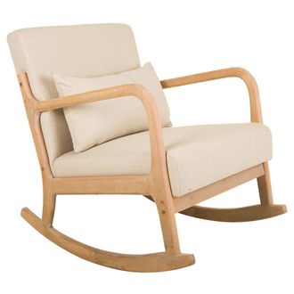 Wanderlust Deco Wanderlust Deco - Sill&oacute;n Balancin De Madera Tapizado Color Crema 66x88x47/78