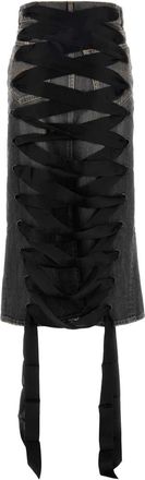 Balenciaga Womens Black Denim Skirt Dark Grey Exterior: Cotton Gonne