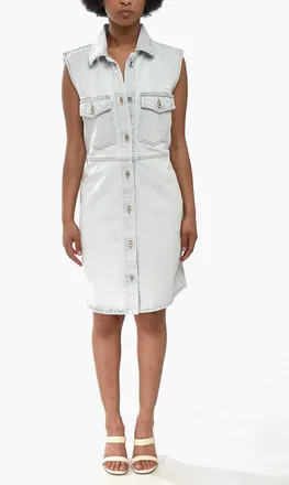 Off-white PERMANENT Light-Wash Denim Midi Shirt Dress DIAG Off-White