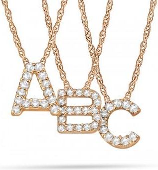 Allurez Petite Pave Diamond Initial Pendant Necklace 14k Rose Gold