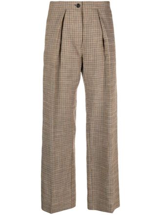 Acne Studios striped straight-leg trousers - women - Viscose/Polyester/Cotton/Linen/Flax - 32 - Brown