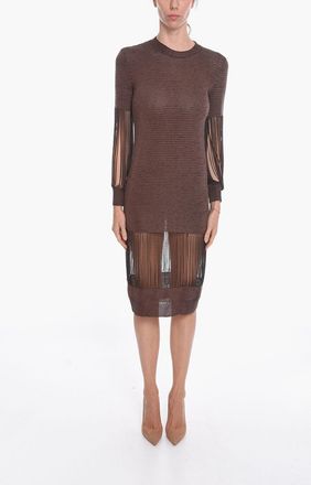 Bottega Veneta Viscose Lam&eacute; Knit Midi Dress with Chain Detail Bottega Veneta