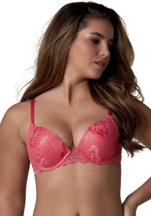 After Eden Push-up-BH AFTER EDEN ANNA, Damen, Gr. 70, Cup D, pink (bright pink), Spitze, Obermaterial: 88% Polyamid, 12% Elasthan, unifarben, comfort fit, BHs Pu