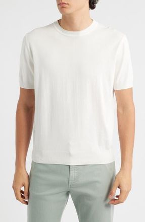 Canali Short Sleeve Cotton Crewneck Sweater in White at Nordstrom, Size 40 Us