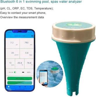 OEM Analizador Flotante De Calidad Del Agua Para Piscinas Con Conexi&oacute;n En Red - 6 En 1 - Ph, Contenido De Cloro, Conductividad, S&oacute;lidos Disueltos Totales,