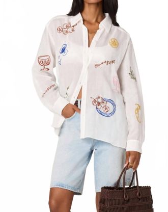 Astr Trace Button Front Picnic Shirt In White