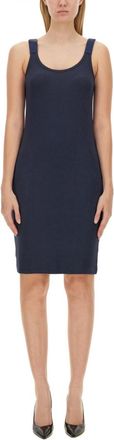 Helmut Lang Blue Scoop Neck Knee Length Dress