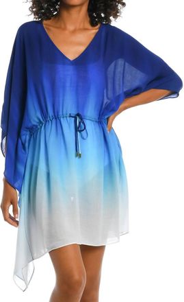 La Blanca Ocean Oasis Short Caftan Swim Cover Up In Ombre Blue