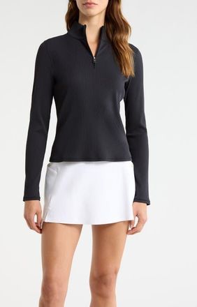 G/Fore Rib Knit Quarter Zip Golf Top in Onyx at Nordstrom, Size X-Large