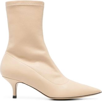 P.A.R.O.S.H. pointed-toe ankle boots - women - Polyester/Polyurethane/Polyurethane/Elastane/Calf Leather - 41 - Neutrals