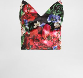 Dolce & Gabbana Satin Corset Top With Floral Print - Woman Shirts And Tops Print 40
