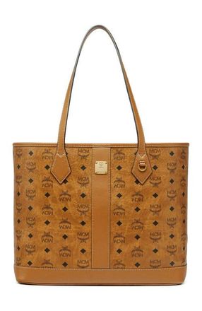 MCM New Medium Liz Shopper in Visetos in Cognac at Nordstrom