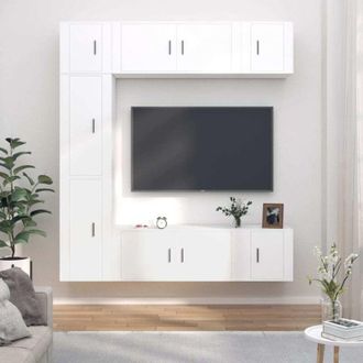 vidaXL Vidaxl - Set De Muebles Para Tv 7 Piezas Madera Contrachapada Blanco